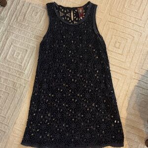 Johnny Was Black Lace Mini Dress